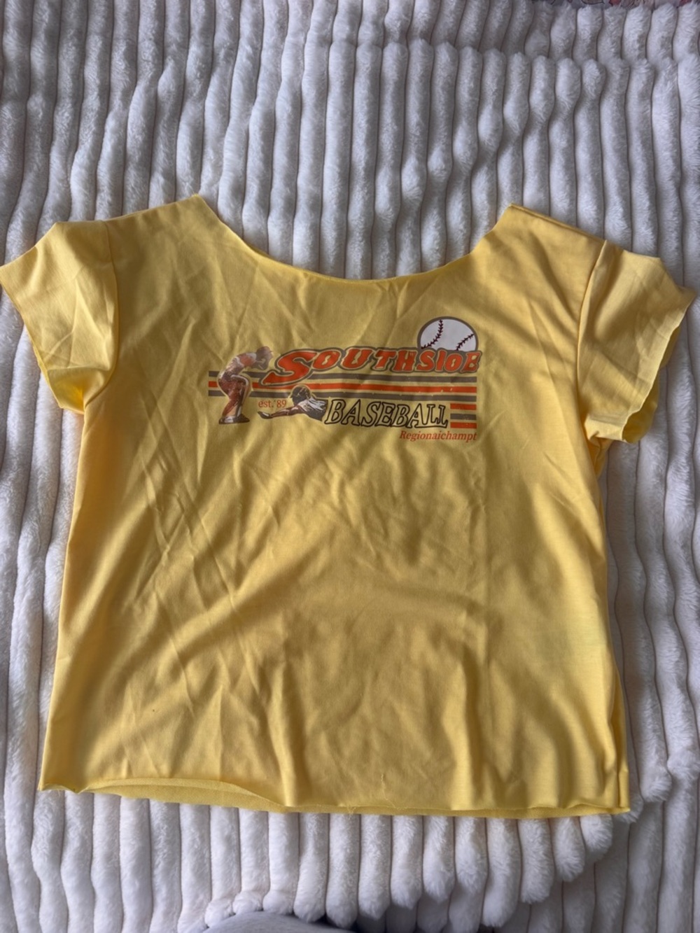 SHEIN Yellow 'Southside Baseball' Graphic Short Sleeve Tee